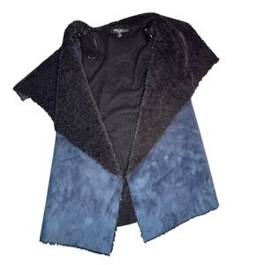 Romeo + Juliet‎ Couture Faux Fur Suede Vest Sleeveless Blue Size S